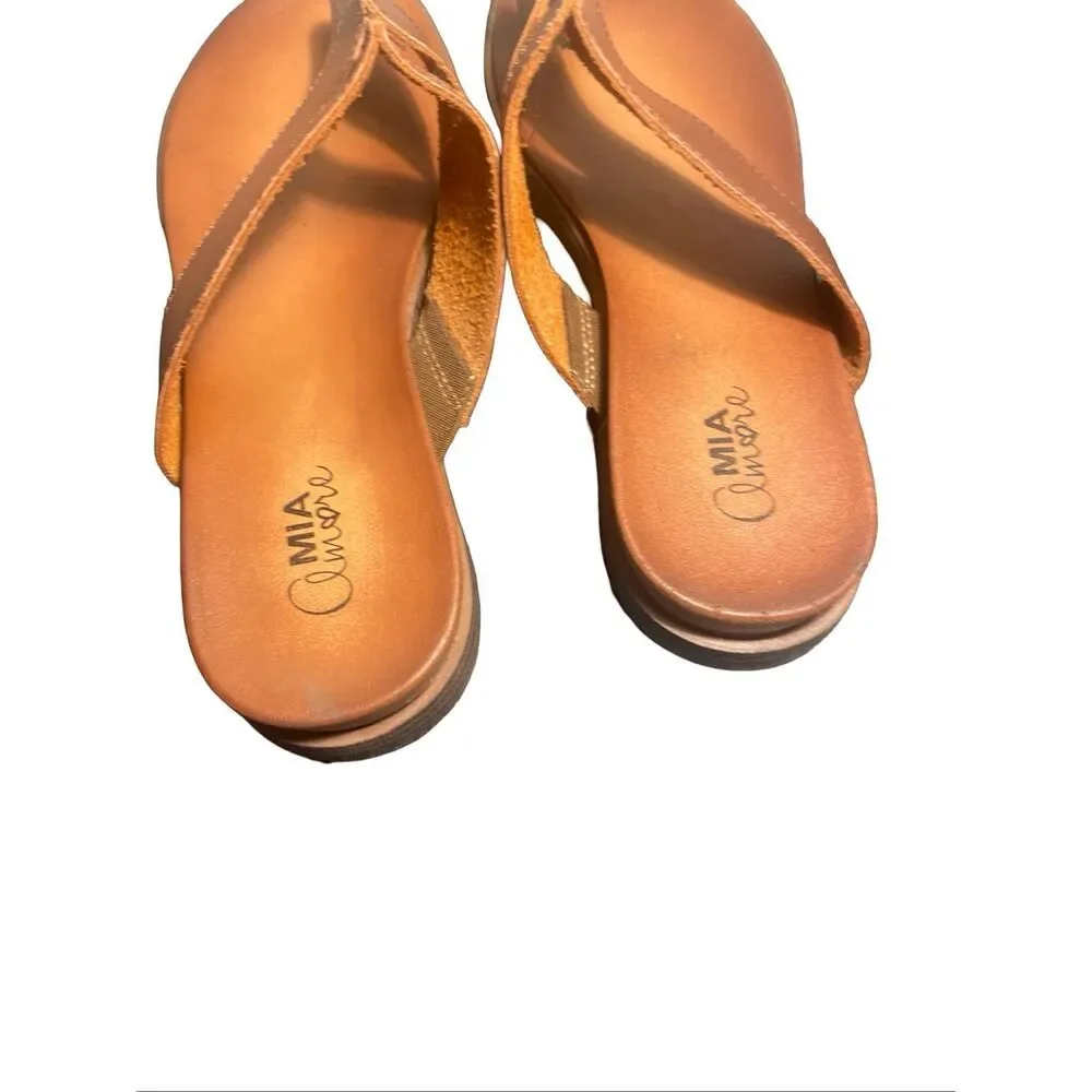 MIA Leather Cognac Sandals NWOB - Picture 6 of 6